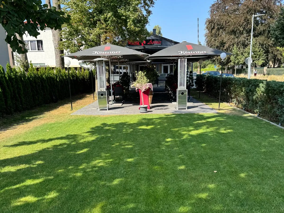Rasen vor der Terrasse im Sonnenschein